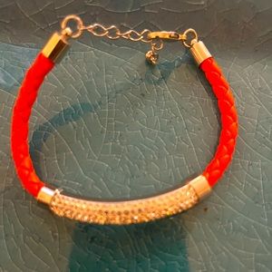 Leather and rhinestone bracelet